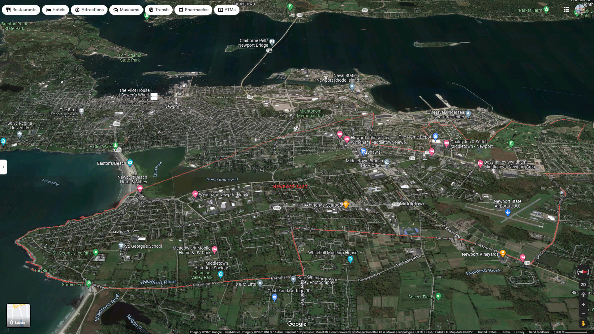 Newport East Aerial Map Rhode Island